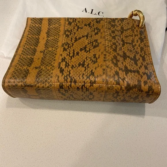 A.L.C. Joni Gold Snakeskin Handbag Clutch Purse NWOT, gold colored hardware - Picture 5 of 11